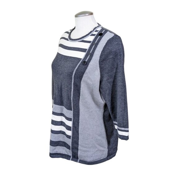Alia Charcoal and Ivory Striped Crew Neck Sweater - Picture 4 of 8